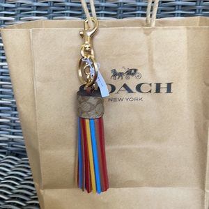 Coach Color Block Tassel With Key Ring / Dogleash Clip